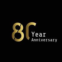 80 Years Anniversary Celebration Gold Black Background Color Vector Template Design Illustration