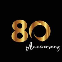 80 Years Anniversary Celebration Gold Black Background Color Vector Template Design Illustration