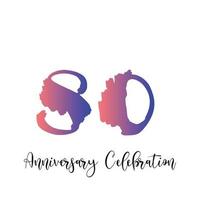 80 Years Anniversary Celebration Purple Color Vector Template Design Illustration