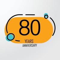 Ilustración de diseño de plantilla de vector de color naranja de celebración de aniversario de 80 años