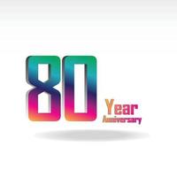 80 Years Anniversary Celebration Rainbow Color Vector Template Design Illustration