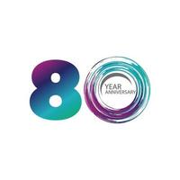 80 Years Anniversary Celebration Color Vector Template Design Illustration