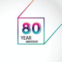 Ilustración de diseño de plantilla de vector de color de celebración de aniversario de 80 años