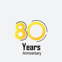 80 Years Anniversary Celebration Yellow Color Vector Template Design Illustration