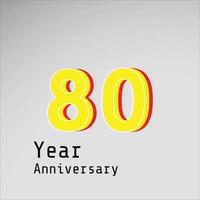 Ilustración de diseño de plantilla de vector de color amarillo celebración de aniversario de 80 años