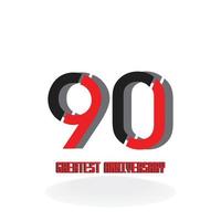 90 Years Anniversary Celebration Black Red Color Vector Template Design Illustration