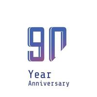 90 Years Anniversary Celebration Blue Color Vector Template Design Illustration