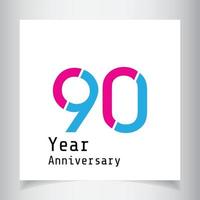 90 Years Anniversary Celebration Pink Blue Color Vector Template Design Illustration