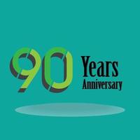 Ilustración de diseño de plantilla de vector verde de celebración de aniversario de 90 años