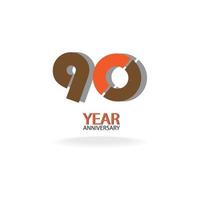 90 Years Anniversary Celebration Orange Color Vector Template Design Illustration