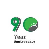 90 Years Anniversary Celebration Green Vector Template Design Illustration