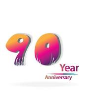 Ilustración de diseño de plantilla de vector de color púrpura de celebración de aniversario de 90 años