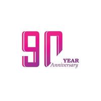 90 Years Anniversary Celebration Purple Color Vector Template Design Illustration
