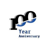 100 Years Anniversary Celebration Black Blue Color Vector Template Design Illustration