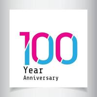 100 Years Anniversary Celebration Pink Blue Color Vector Template Design Illustration