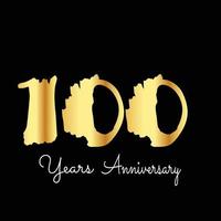 100 Years Anniversary Celebration Gold Black Background Color Vector Template Design Illustration