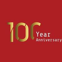 Ilustración de diseño de plantilla de vector de fondo rojo dorado de celebración de aniversario de 100 años
