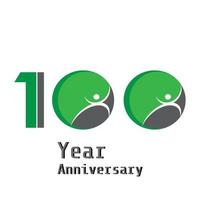 Ilustración de diseño de plantilla de vector de color verde de celebración de aniversario de 100 años