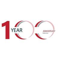 100 Years Anniversary Celebration Red Color Vector Template Design Illustration