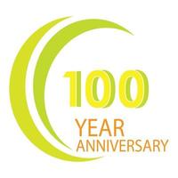 Ilustración de diseño de plantilla de vector de color amarillo de celebración de aniversario de 100 años