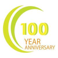 100 Years Anniversary Celebration Yellow Color Vector Template Design Illustration