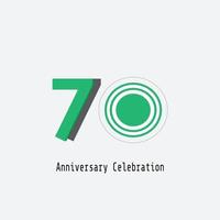 Ilustración de diseño de plantilla de vector de color verde de celebración de aniversario de 70 años