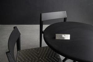 Black cafe table and chairs