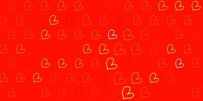 Light Red, Yellow vector texture with lovely hearts.