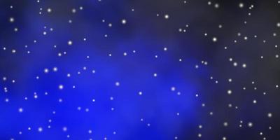 Dark BLUE vector background with small and big stars.