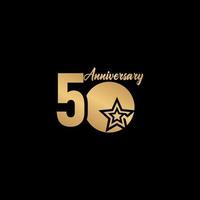 Ilustración de diseño de plantilla de vector de logotipo de oro estrella de celebración de aniversario de 50 años