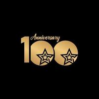 100 Years Anniversary Celebration Star Gold Logo Vector Template Design Illustration