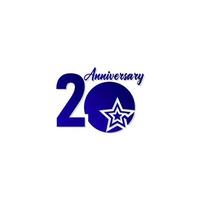 20 Years Anniversary Celebration Star Blue Logo Vector Template Design Illustration