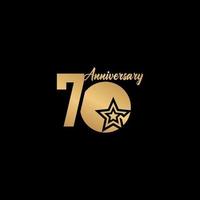 70 Years Anniversary Celebration Star Gold Logo Vector Template Design Illustration