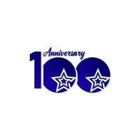 100 Years Anniversary Celebration Star Blue Logo Vector Template Design Illustration