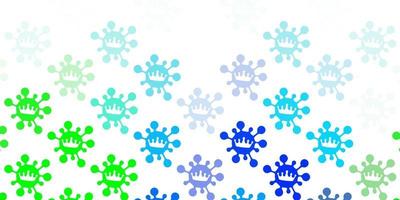 Light blue, green vector pattern with coronavirus elements.