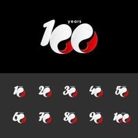 100 Years Anniversary Celebration Number Red and White Vector Template Design Illustration