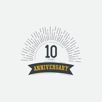 Ilustración de diseño de plantilla de vector de celebraciones de aniversario de 10 años