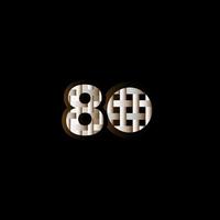 Ilustración de diseño de plantilla de vector de número negro elegante celebración de aniversario de 80 años