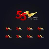 55 Years Anniversary Celebration Elegant Gold Ribbon Vector Template Design Illustration