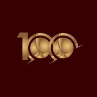 Ilustración de diseño de plantilla de vector de oro número elegante celebración de aniversario de 100 años