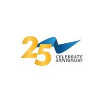 25 Years Anniversary Celebration Elegant Ribbon Vector Template Design Illustration