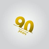 90 Years Anniversary Celebration Gold Line Vector Template Design Illustration