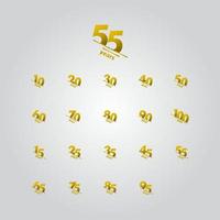 55 Years Anniversary Celebration Gold Line Vector Template Design Illustration