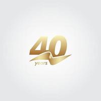 40 Years Anniversary Celebration Gold Ribbon Vector Template Design Illustration