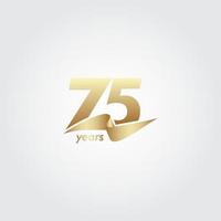 75 Years Anniversary Celebration Gold Ribbon Vector Template Design Illustration