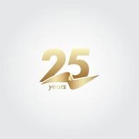 25 Years Anniversary Celebration Gold Ribbon Vector Template Design Illustration