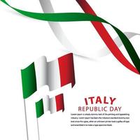 Feliz día de la república de Italia celebración vector plantilla diseño ilustración