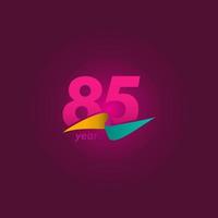 85 Years Anniversary Celebration Purple Ribbon Vector Template Design Illustration