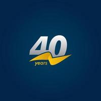 40 Years Anniversary Celebration White Blue and Yellow Ribbon Vector Template Design Illustration