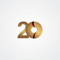 Ilustración de diseño de plantilla de vector de oro de celebración de aniversario de 20 años